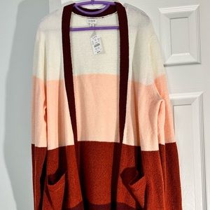 NWT J. Crew color block open cardigan